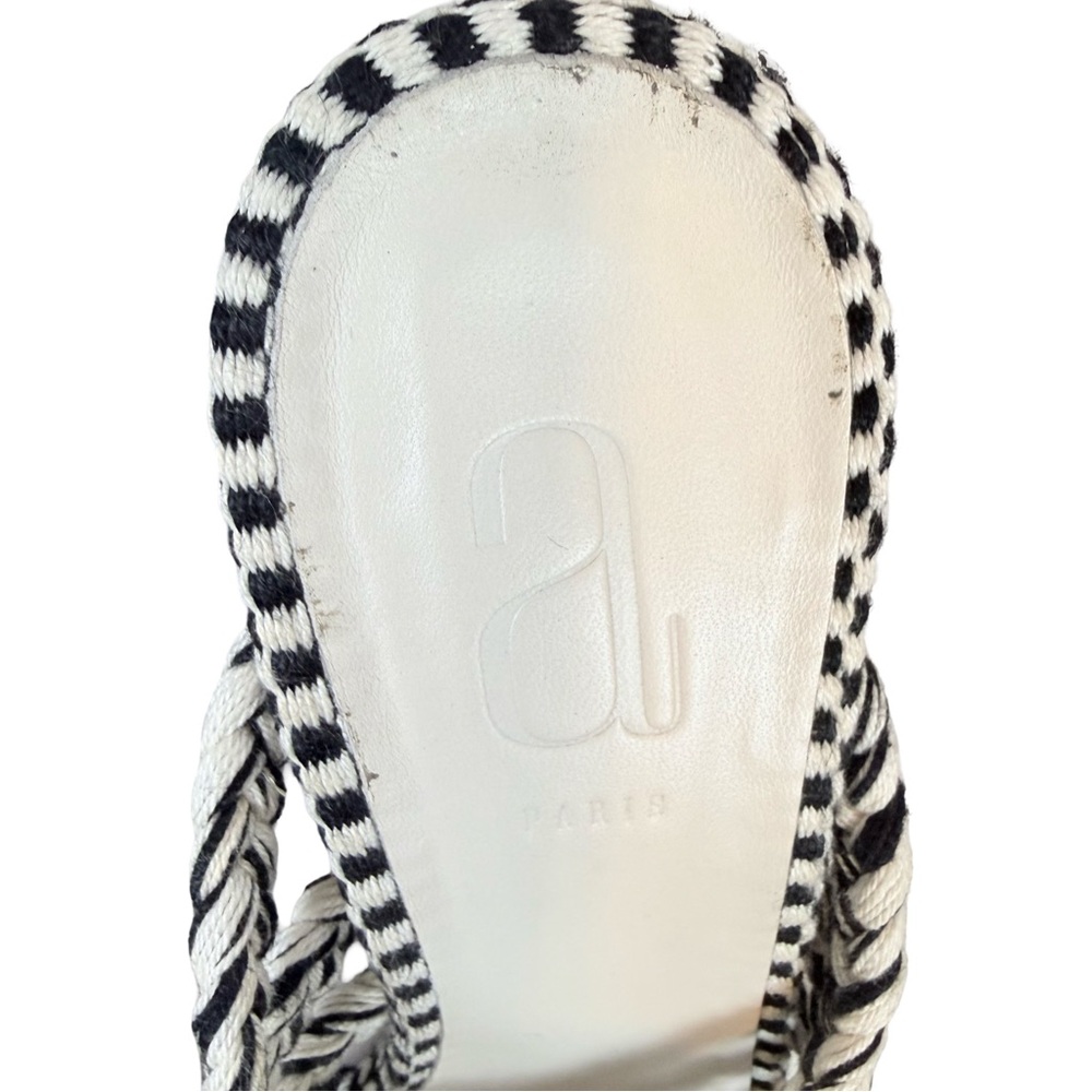 Antolina Women's Black and White Woven Block Heel Slide Sandals Size 38.5 - Picture 10 of 10